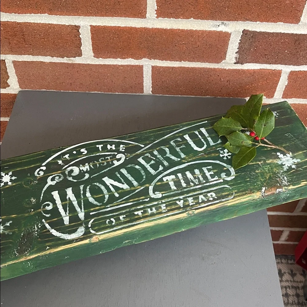 Rustic Wooden Holiday Tray “Most Wonderful Time of Year”